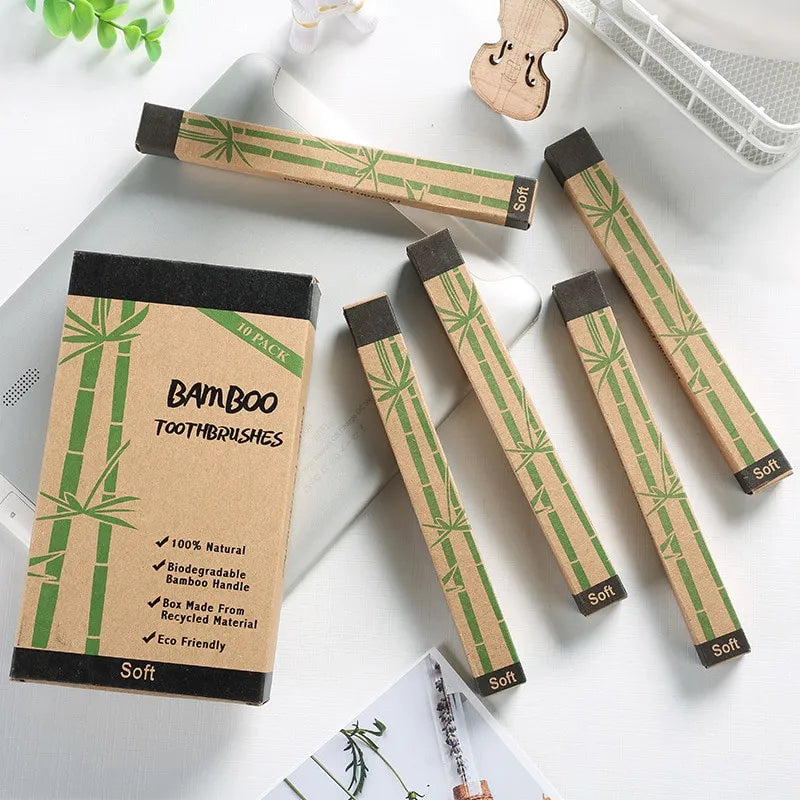 Bamboo toothbrush set 10 psc.